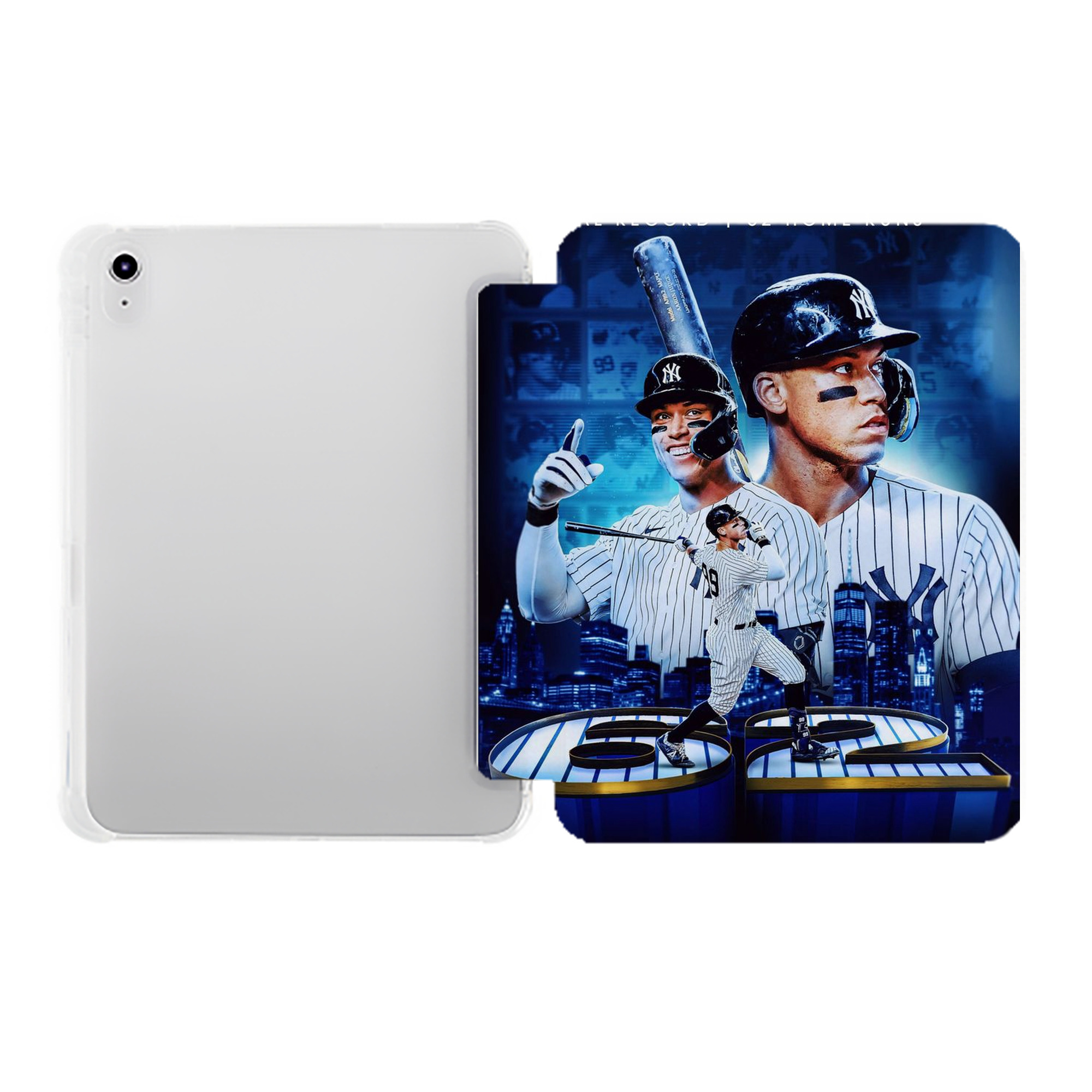 Aaron Judge AL Record 62 Home Runs Premium Tri-Fold PU Leather & Silicone IPad Case With Pencil Slot – Fits 9.5,10.5,10.9 – Adjustable Stand, Slim, Protective